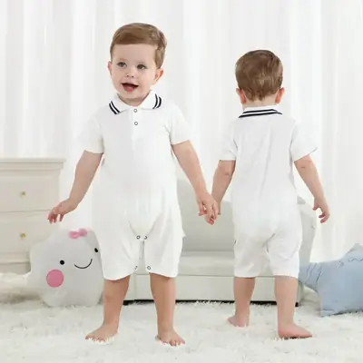 New Baby Boys Polo Shirt Shorts Set White Summer