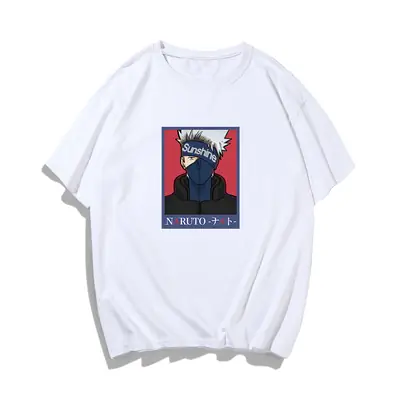 Naruto Graphic T-Shirt Light Blue Red Men Women Summer