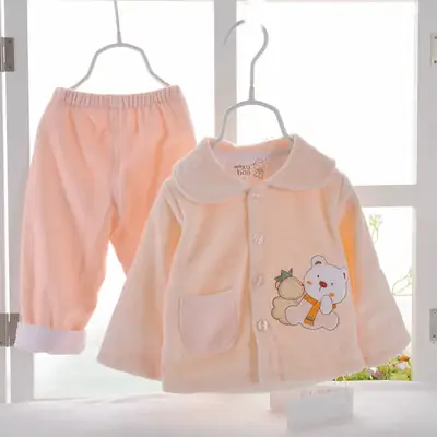 Newborn Baby Suit Velvet Pink Warm Layered Set