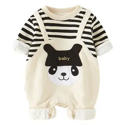 Baby Conjoined Striped Pajamas for Boys Girls Spring Autumn