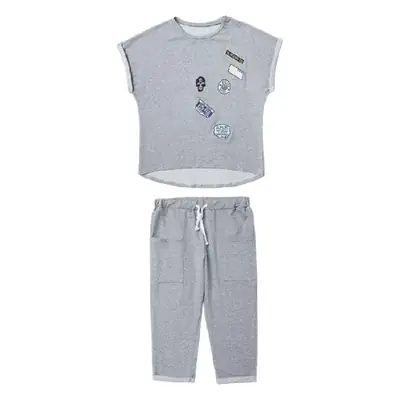 Women Grey 2-Piece Casual Suit Plus Size Cropped Pants