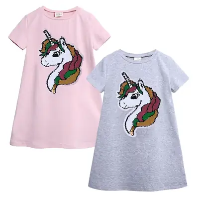 Unicorn T-Shirt Set for Girls Pink & Grey