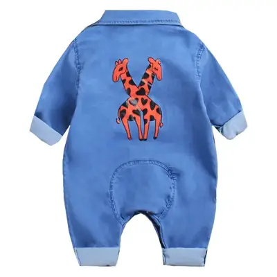 Baby Denim One-Piece Suit Blue Long Sleeve Romper