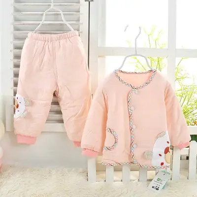 Newborn Baby Warm Coat Suit Light Blue Cotton Padded
