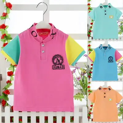 New Korean Style Kids Polo Shirt Turquoise Yellow