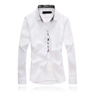 Men's Long-Sleeved Korean Style Shirt Maroon Slim Fit