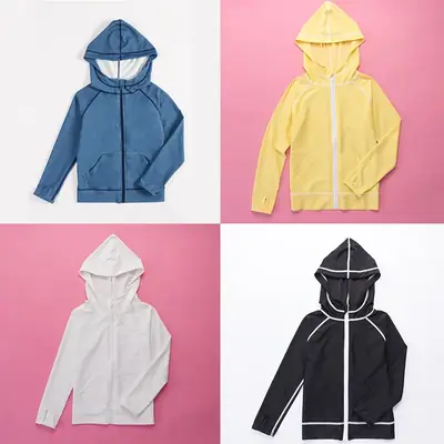 Girls Hooded Sunscreen Jacket White Summer Wear