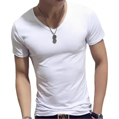 Men's Korean Slim Fit T-Shirt Red Short Sleeve