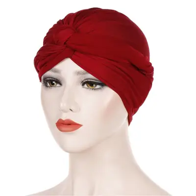 Black Muslim Headscarf Hat Solid Color