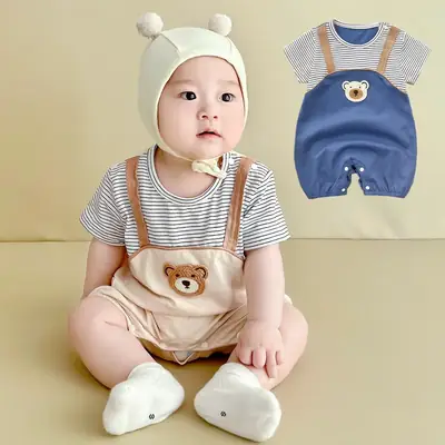 Baby Blue Striped Shorts Set for Boys Girls Newborn