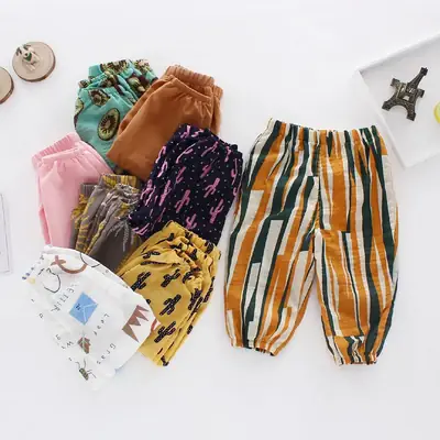 Western Style Striped Baby Pants Boys Girls Summer