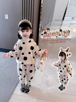 Girls Fleece Polka Dot Hoodie Pants Set