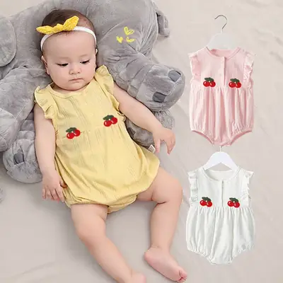 Baby Girl Princess One-Piece Romper Yellow Triangle Design