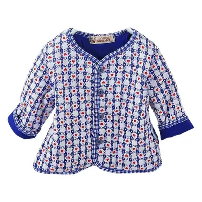 Newborn Baby Coat Blue Printed Clip Cotton Small