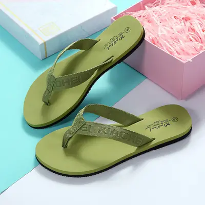 Women Green Rubber Flat Sandals Wholesale