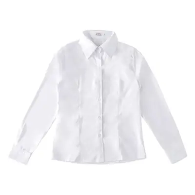Long Sleeve Micro Elastic White Shirt Women Large