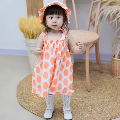 Polka Dot Strap Dress for Girls Summer Wear