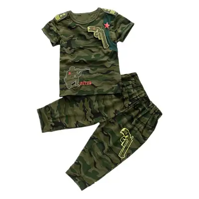 Children Camouflage T-Shirt Shorts Set Military Training Summer Wear