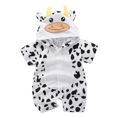 Baby Cow Print Short Sleeve Hooded Suit for Kids