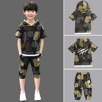 New Korean Boys Camouflage Shorts Suit Large Medium
