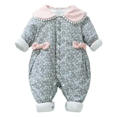 Newborn Baby Cotton Padded Jumpsuit Pink Floral