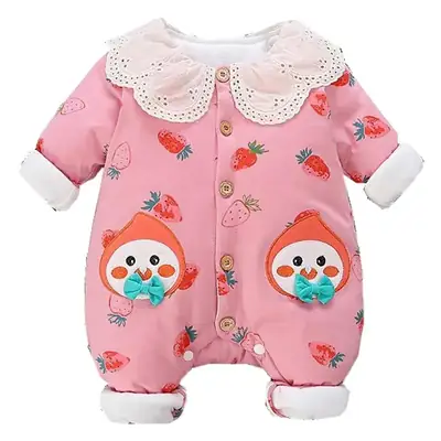 Baby Pink Cotton Padded Jumpsuit for Girls