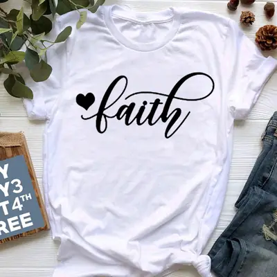 Black Faith Graphic T-Shirt for Men Women