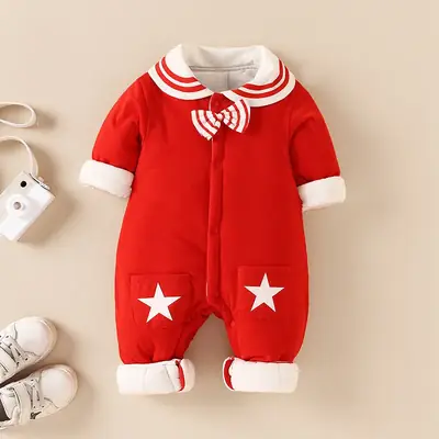 Big Red Baby Jumpsuit Cotton Newborn Crawling Clothes