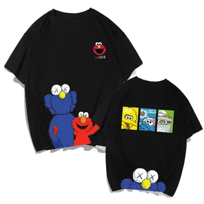Japanese Cartoon T-Shirt Cotton Loose Fit Yellow
