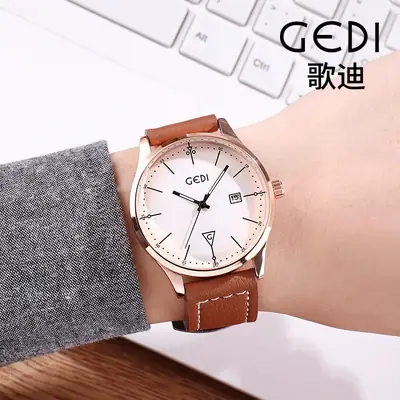GEDI Women's Rose Gold Watch Black Strap