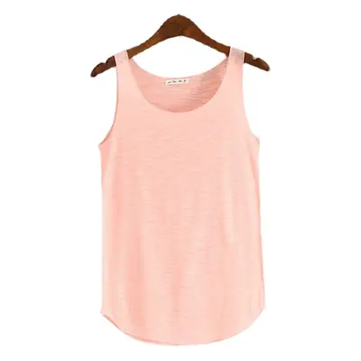 Summer New Slub Cotton Round Neck Vest Yellow