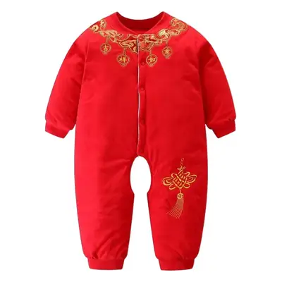 Newborn Baby Red Chinese Style One-Piece Suit