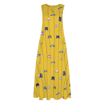 Aliexpress New Women's Butterfly Print Sleeveless Dress V Neck