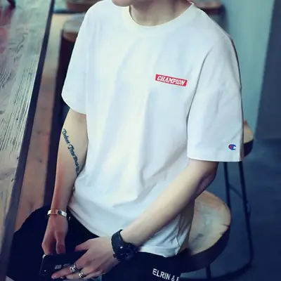 Men Grey ELINIR Short Sleeve T-Shirt Crew Neck