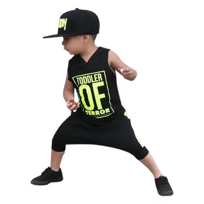2024 Black White Red Hip Hop Kids 2Pc Set