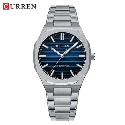 CURREN Men's Steel Band Quartz Watch Blue Dial