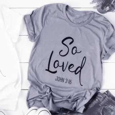 So Loved T-Shirt Light Blue John 3:16