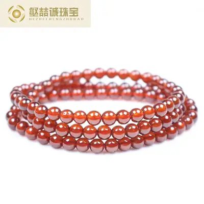 Natural Orange Garnet Multi-Circle Bracelet for Women