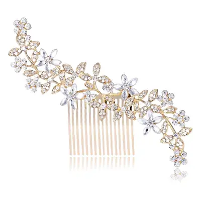 Kashutong Rhinestone Leaf Hair Comb for Bridal Wear