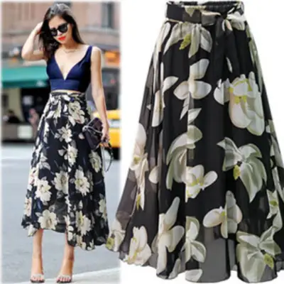 Floral Chiffon Skirt Large Size European Style