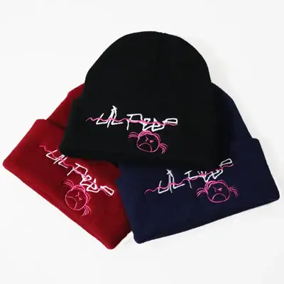 Pink Embroidered Girl's Ski Hat with Love Lil Peep Design