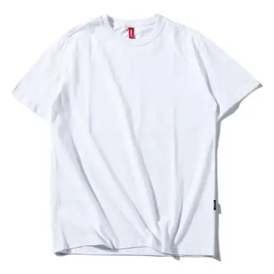Men White Short Sleeve T-Shirt Loose Fit Summer Wear