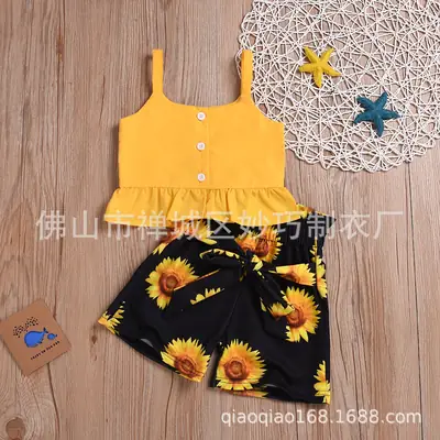 Yellow Button Front Girl's Cotton Top