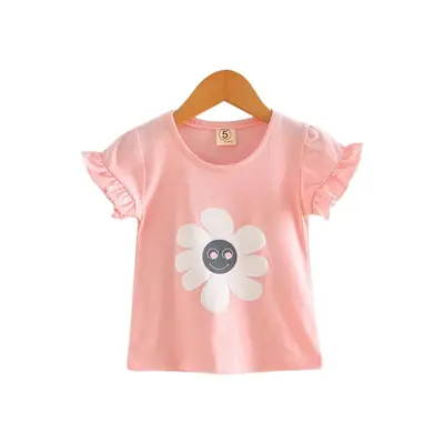 Girls Floral T-Shirt White Short Sleeve 2026