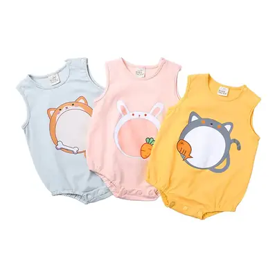 Sleeveless Animal Vests for Baby Girls Pink Yellow Blue