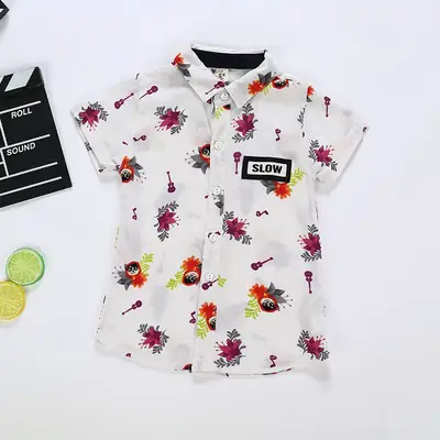 Children's Korean Style Plant Flower Short Sleeve Shirt