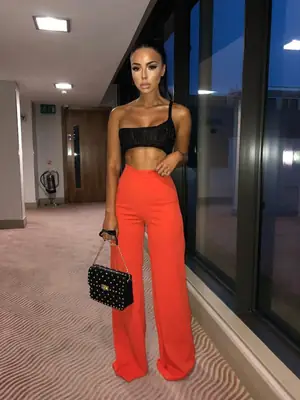 Women's Orange Wide Tube High Waist Trousers Set