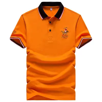 Men Yellow Polo Shirt with Horse Logo Slim Fit