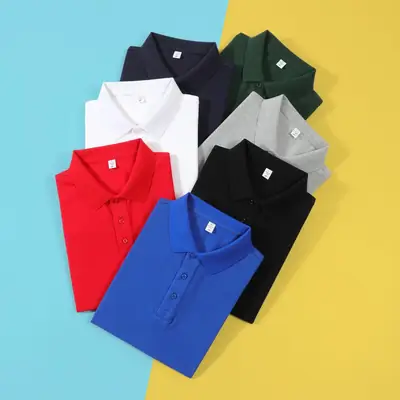 Men Red Polo Shirt with Collar Embroidery