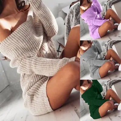 2025 New Off-Shoulder Knit Sweater Beige Women